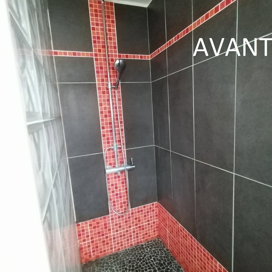 Avant travaux : douche avant pose de résine blanche
